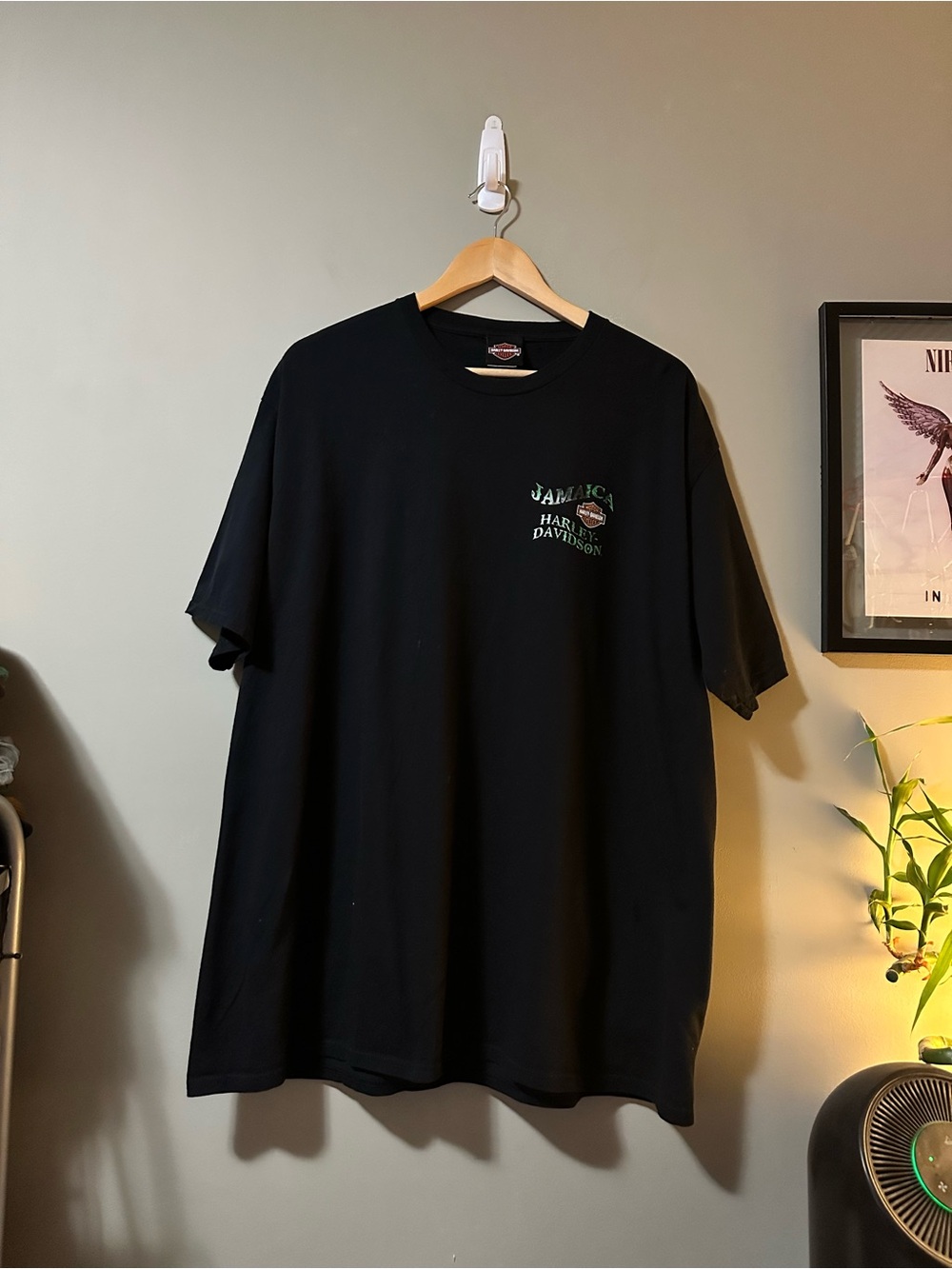 Harley-Davidson Black Short Sleeve Tee with Green Logo Accent